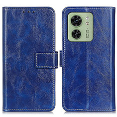 Leather Case Stands Flip Cover Holder K04Z for Motorola Moto Edge (2023) 5G Blue