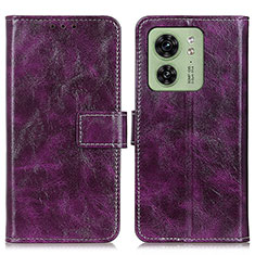 Leather Case Stands Flip Cover Holder K04Z for Motorola Moto Edge (2023) 5G Purple