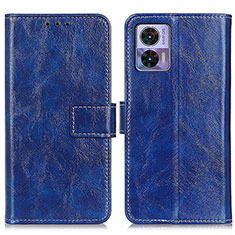 Leather Case Stands Flip Cover Holder K04Z for Motorola Moto Edge 30 Lite 5G Blue