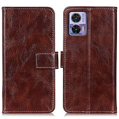 Leather Case Stands Flip Cover Holder K04Z for Motorola Moto Edge 30 Lite 5G Brown