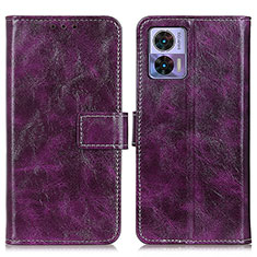 Leather Case Stands Flip Cover Holder K04Z for Motorola Moto Edge 30 Lite 5G Purple