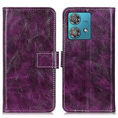 Leather Case Stands Flip Cover Holder K04Z for Motorola Moto Edge 40 Neo 5G Purple