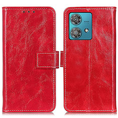 Leather Case Stands Flip Cover Holder K04Z for Motorola Moto Edge 40 Neo 5G Red