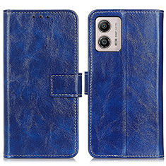 Leather Case Stands Flip Cover Holder K04Z for Motorola Moto G53j 5G Blue