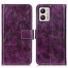 Leather Case Stands Flip Cover Holder K04Z for Motorola Moto G53j 5G Purple