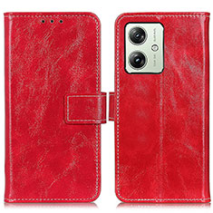 Leather Case Stands Flip Cover Holder K04Z for Motorola Moto G54 5G Red