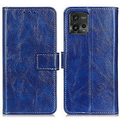 Leather Case Stands Flip Cover Holder K04Z for Motorola Moto G72 Blue