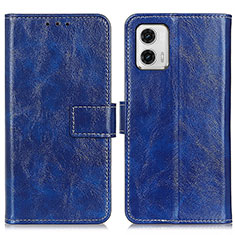 Leather Case Stands Flip Cover Holder K04Z for Motorola Moto G73 5G Blue