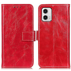 Leather Case Stands Flip Cover Holder K04Z for Motorola Moto G73 5G Red