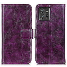 Leather Case Stands Flip Cover Holder K04Z for Motorola ThinkPhone 5G Purple