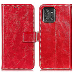 Leather Case Stands Flip Cover Holder K04Z for Motorola ThinkPhone 5G Red