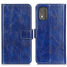 Leather Case Stands Flip Cover Holder K04Z for Nokia C02 Blue