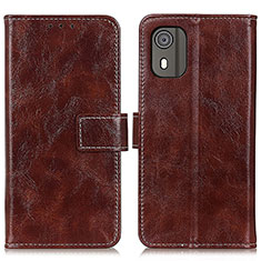 Leather Case Stands Flip Cover Holder K04Z for Nokia C02 Brown