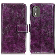 Leather Case Stands Flip Cover Holder K04Z for Nokia C02 Purple