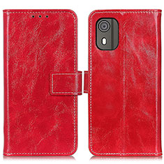 Leather Case Stands Flip Cover Holder K04Z for Nokia C02 Red