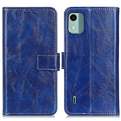 Leather Case Stands Flip Cover Holder K04Z for Nokia C12 Plus Blue