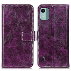 Leather Case Stands Flip Cover Holder K04Z for Nokia C12 Plus Purple