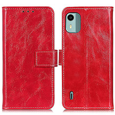 Leather Case Stands Flip Cover Holder K04Z for Nokia C12 Plus Red