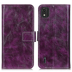 Leather Case Stands Flip Cover Holder K04Z for Nokia C2 2nd Edition Purple