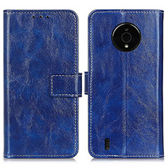 Leather Case Stands Flip Cover Holder K04Z for Nokia C200 Blue