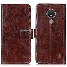 Leather Case Stands Flip Cover Holder K04Z for Nokia C21 Brown