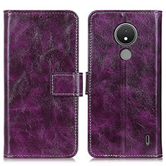 Leather Case Stands Flip Cover Holder K04Z for Nokia C21 Purple