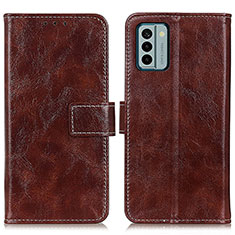 Leather Case Stands Flip Cover Holder K04Z for Nokia G22 Brown