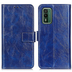 Leather Case Stands Flip Cover Holder K04Z for Nokia XR21 Blue