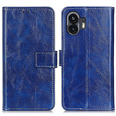 Leather Case Stands Flip Cover Holder K04Z for Nothing Phone 2 Blue