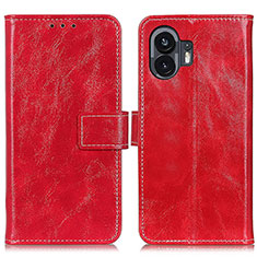 Leather Case Stands Flip Cover Holder K04Z for Nothing Phone 2 Red