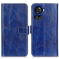 Leather Case Stands Flip Cover Holder K04Z for OnePlus 10R 5G Blue