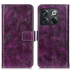 Leather Case Stands Flip Cover Holder K04Z for OnePlus 10T 5G Purple