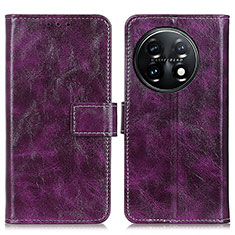 Leather Case Stands Flip Cover Holder K04Z for OnePlus 11 5G Purple