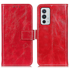 Leather Case Stands Flip Cover Holder K04Z for OnePlus 9RT 5G Red