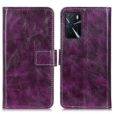 Leather Case Stands Flip Cover Holder K04Z for Oppo A16 Purple