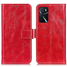 Leather Case Stands Flip Cover Holder K04Z for Oppo A16 Red