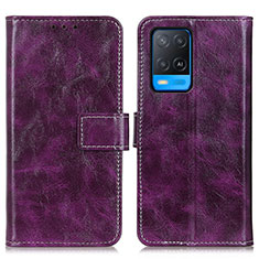 Leather Case Stands Flip Cover Holder K04Z for Oppo A54 4G Purple