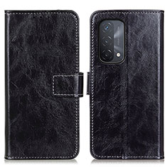 Leather Case Stands Flip Cover Holder K04Z for Oppo A54 5G Black