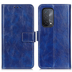 Leather Case Stands Flip Cover Holder K04Z for Oppo A74 5G Blue