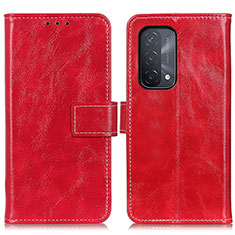 Leather Case Stands Flip Cover Holder K04Z for Oppo A74 5G Red
