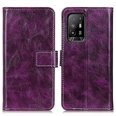 Leather Case Stands Flip Cover Holder K04Z for Oppo A94 5G Purple