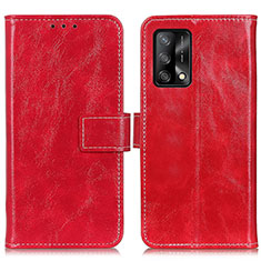 Leather Case Stands Flip Cover Holder K04Z for Oppo A95 4G Red