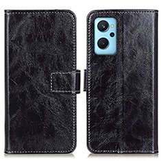 Leather Case Stands Flip Cover Holder K04Z for Oppo A96 4G Black