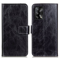 Leather Case Stands Flip Cover Holder K04Z for Oppo F19 Black
