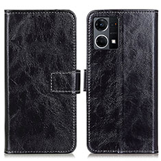 Leather Case Stands Flip Cover Holder K04Z for Oppo F21 Pro 4G Black