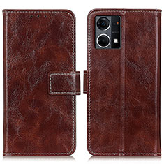 Leather Case Stands Flip Cover Holder K04Z for Oppo F21 Pro 4G Brown