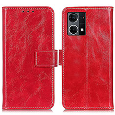 Leather Case Stands Flip Cover Holder K04Z for Oppo F21 Pro 4G Red