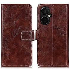 Leather Case Stands Flip Cover Holder K04Z for Oppo K11x 5G Brown