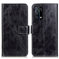 Leather Case Stands Flip Cover Holder K04Z for Oppo K9 5G Black