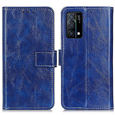 Leather Case Stands Flip Cover Holder K04Z for Oppo K9 5G Blue